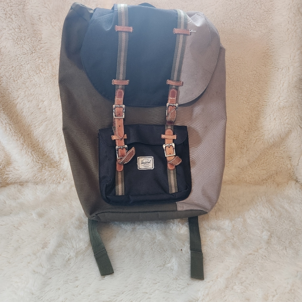 Herschel Supply Co Little America Backpack Green Black Colorblock Rugged Daypack